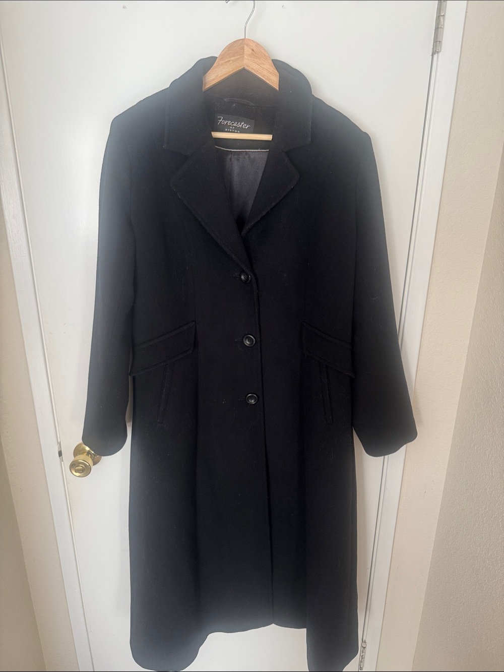 Forcast Black Long Wool Blend Pea Coat